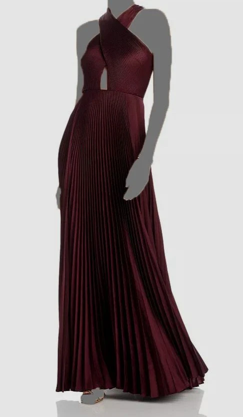 A.L.C. Women's Red Athena Pleated Cut-Out Gown Dress Size 6