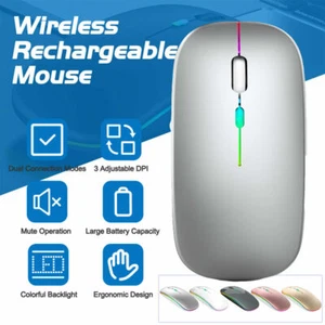 LED PC Maus Kabellos Funkmaus 2.4G Bluetooth USB Aufladbar Notebook Laptop Mouse - Bild 1 von 16
