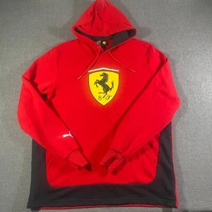 Puma Scuderia Ferrari F1 Pullover Hoodie Sweatshirt Mens Large Red Colorblock - Picture 1 of 9