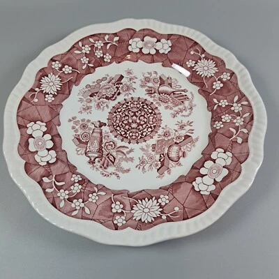 Spode 11" Dinner Plate Archive Collection Regency Series TROPHIES Cranberry - Image 1 of 4