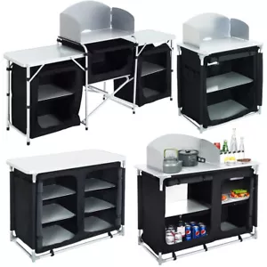 Aluminium Camping Table Kitchen Unit Folding Storage Outdoor Picnic Cook Station - Picture 1 of 23