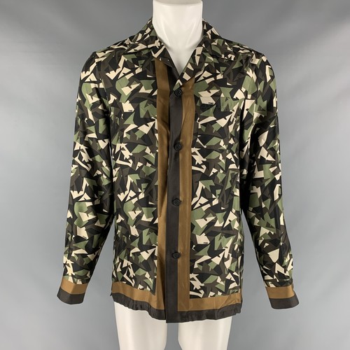 Camicia a maniche lunghe Fendi taglia M marrone astratto seta con bottoni