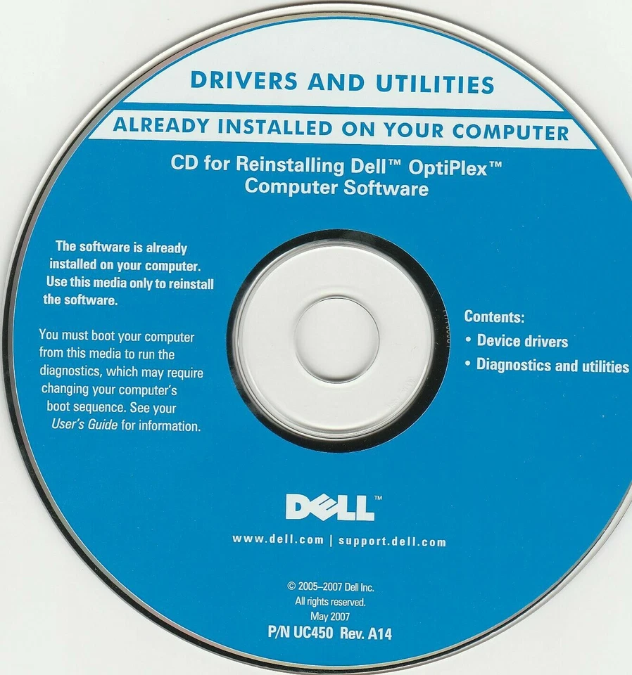 NEW OEM Dell CD Optiplex PC UC450 0TC935 Drivers Utilities 330 740 745 755 Disc - Image 1 of 1