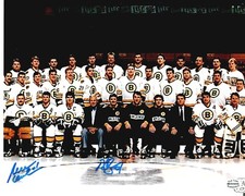 "Boston Bruins" Bob Sweeney Réjean Lemelin Signed 10X8 Color Photo Full Time COA