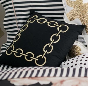 Pottery Barn Teen Emily & Merritt Black Gold Chain Pillow Cover 16x16 Rare - Picture 1 of 9