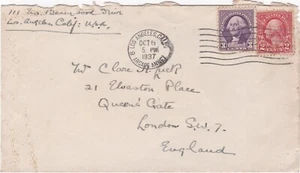 1937 USA cover sent from Los Angeles CA to London England - Picture 1 of 2