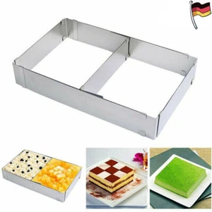 Kuchenform Backrahmen Edelstahl Eckig Verstellbar Tortenring 5cm Höhe Backform - Bild 1 von 14