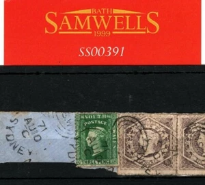 Australia States NEW SOUTH WALES QV Stamps 6d Pair 3d Dated 1871 CDS Piece SS391 - Picture 1 of 4
