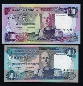 Portugal Angola  SET  500 + 1000 ESCUDOS 1972 P-102 AND P-103 XF-AU - Picture 1 of 2