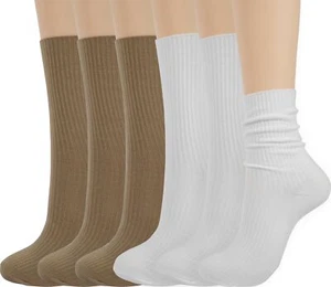 Calf Socks for Women Thin Solid Cotton Crew Socks Casual Cute Above Ankle Soc... - Picture 1 of 6