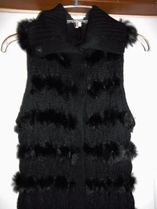 Diane von Furstenberg 100% Wolle Kaninchenfell Pullover Weste Damen Gr. M Druckknopfleiste - Bild 1 von 12