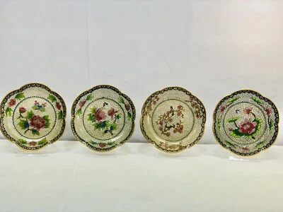 antiguo chino plique a jour cuatro estaciones set plato  Foto 1 de 4