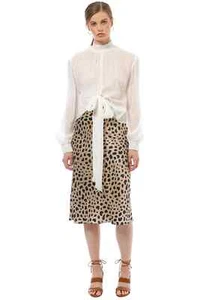 NICHOLAS Lurex Stripe Tie Front Blouse Silk Chiffon Size 6 AU | RRP 556.00 - Picture 1 of 3