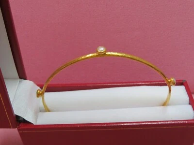 Auténtico Brazalete Gurhan Oro Amarillo 24k Apilable Perla Foto 1 de 4