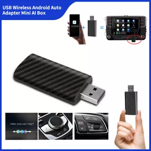 Fibra di Carbonio Wireless Android Auto USB Dongle Box Adattatore Autoradio Navigazione GPS - Foto 1 di 10