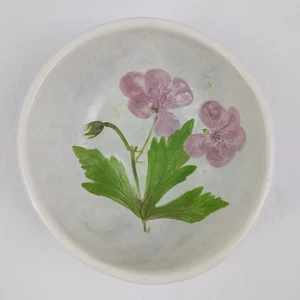 Vintage Salt Marsh Pottery Decorative Wild Geranium Flower Bowl Wall Art - Picture 1 of 9