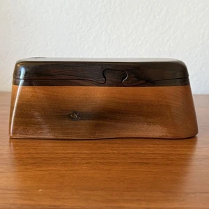 Joyero rompecabezas de madera artesanal John Pollock tapa con bisagras interior de terciopelo - Imagen 1 de 11