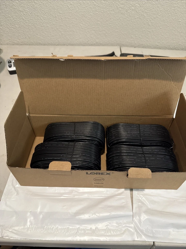 4-Pack Lorex MCBL-60BNCU4K1PK4B UL BNC/DC 60FT Extension Cables OEM