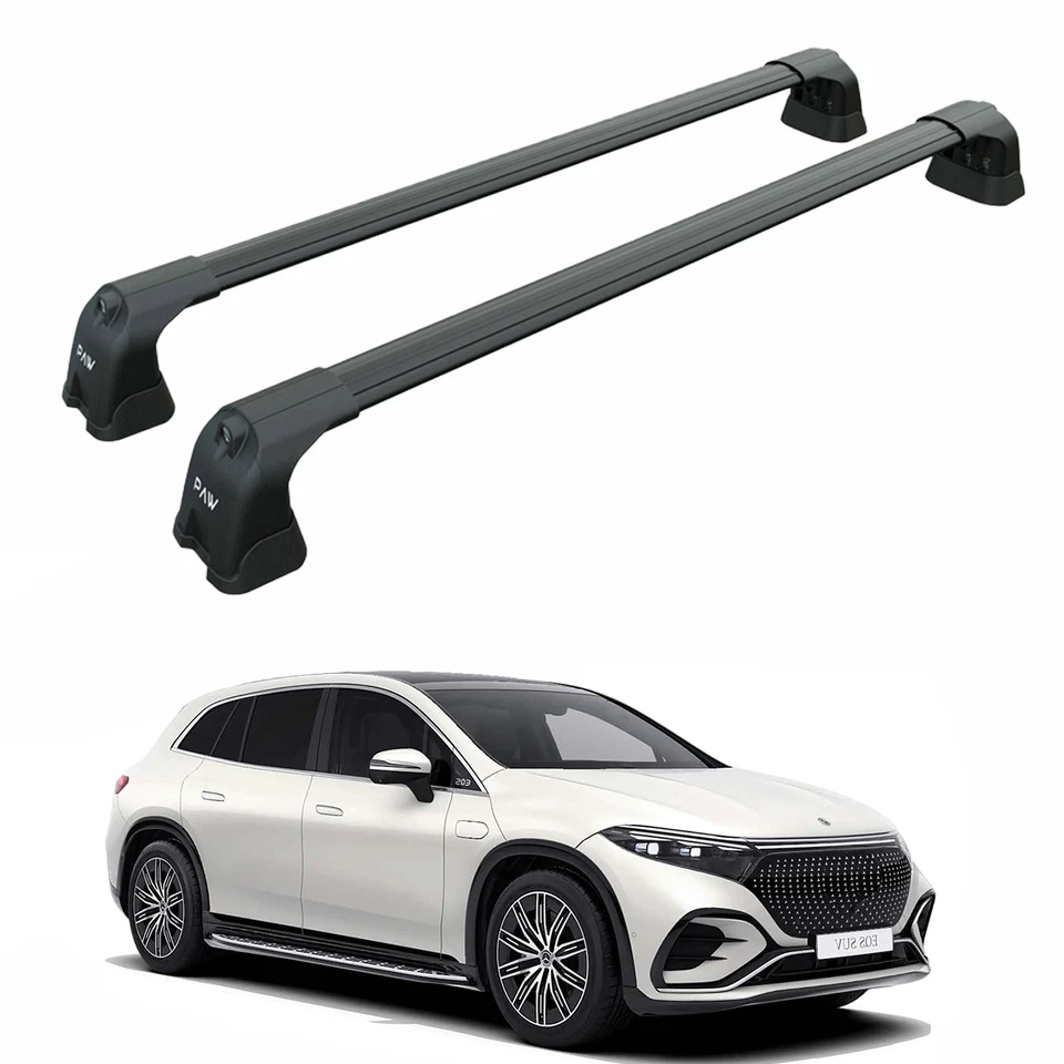 Barras transversales de techo para Mercedes Benz EQS SUV 2022-2025 punto fijo aluminio negro Foto 1 de 4