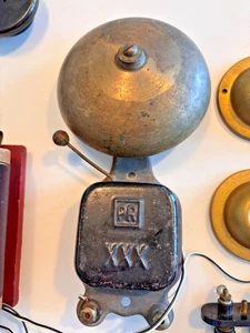 Antique Brass Bell Ringer C Brandes Inc. Telegraph pieces wires bulbs Morse Code - Picture 1 of 22