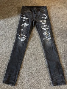 American Eagle High Rise Distressed Black Denim Jeans Size 31X32 - Picture 1 of 4