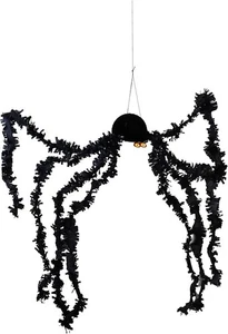 HENBRANDT große hängende Spinne 76 cm - schwarzes Lametta Halloween Dekoration Indoor O - Bild 1 von 7