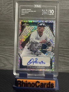 2021 Leaf Flash Oswald Peraza RC Auto Navy /99 TAG 10 Yankees - Bild 1 von 2