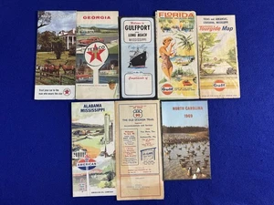 Vintage Road Map Lot 1960's Gas & Oil Stations Texaco, Gulf, American Lot of 8 - Bild 1 von 2