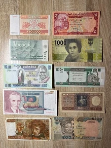Lote Surtido de 10 Billetes Extranjeros Mixtos Conjunto Circulado de Papel Monetario Mundial - Imagen 1 de 1