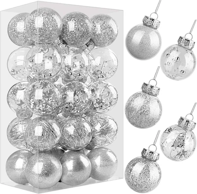 Palline Di Natale Argento 6 Cm 30 Pezzi Decorazioni Albero Di Natale, Palle Di N - Immagine 1 di 4