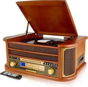 Denver 8-in-1 CD Cassette Player Retro Wooden Record Player HiFi System – 3 - Picture 1 of 9