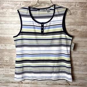 Coral Bay Womens Striped Round Neck Tank Top Size Large - Imagen 1 de 4