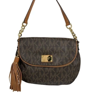 MICHAEL KORS Logo Foldover Crossbody Schultertasche + Quaste/Riemen + Staubbeutel EUC - Bild 1 von 13