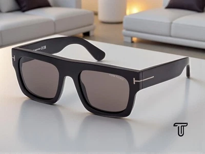 Óculos de sol masculino TOM FORD FT0711-N 02A Fausto geométrico preto fosco fumaça 53 mm - Imagem 1 de 4