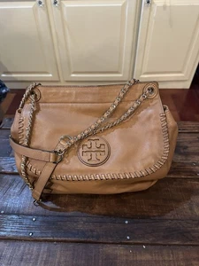 Tory Burch Marion Whipstitch Saddle Bag hellbraun Leder 2-Wege Tasche weich - Bild 1 von 10