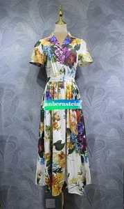 mujer vestido 2025 verano nuevo solapa algodón estampado vestido largo - Imagen 1 de 5