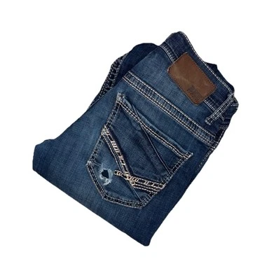 BKE Buckle Men’s Alec Medium Wash Distressed Straight Leg Jeans Sz 28 x 32 - Image 1 of 3