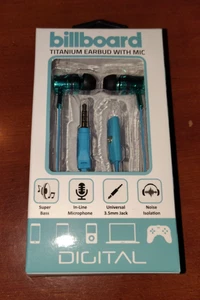 Wire Ear Buds with Microphone, Blue Titanium by billboard New in Box - Picture 1 of 9