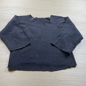 Vintage 70s 80s Cropped Raglan Sweatshirt Faded Black XS Muscle Gym Work Out - Picture 1 of 9