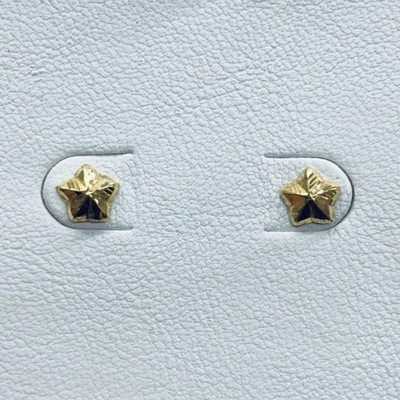 18k Yellow Gold Star Diamond Cut Stud Earrings Screw Back  - Image 1 of 4