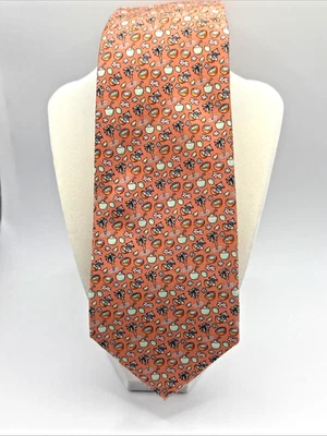 Nueva corbata Vineyard Vines 100 % seda naranja melocotón/palmeras y bebidas de coco Foto 1 de 4