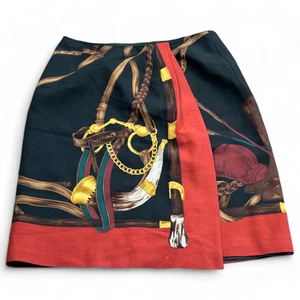 Vintage Ralph Lauren Equestrian Horse Bit Skirt Size 6 Black Red Wool Wrap - Picture 1 of 10