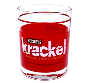Vintage Hershey’s Glass Chocolate Krackel Bar Juice Cup on the Rocks Rare HTF - Bild 1 von 6