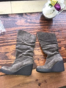 Aldo Wedge Brown Suede Boot Sz 39 - Picture 1 of 6