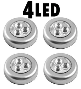 4 x Stick on Click LED Self Adhesive Light Battery Operated Push ON Off Lights - Picture 1 of 8