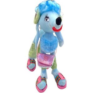 French Poodle Dog Plush Toy PP in Slippers Sling Bag Blue Curly Hair Headphone 