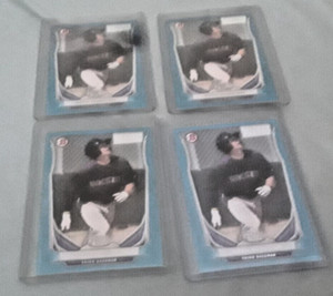 (4) 2014 Bowman Chrome Draft Prospects Blue Wave Refractors #CTP60 Ryan McMahon