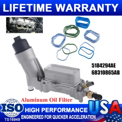 Conjunto de carcasa de enfriador de aceite de aluminio para Jeep Wrangler 2015 5184294AE 68310865AB Foto 1 de 4