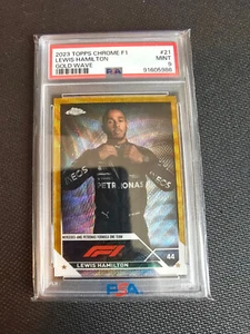 2023 Topps Chrome Formula 1 F1 Lewis Hamilton Portrait Gold Wave /50 PSA 9 #21 - Picture 1 of 2
