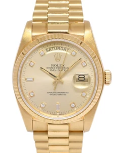 Rolex Day-Date President 18k Yellow Gold Champagne Diamond 36mm Watch '84 18038 - Picture 1 of 11